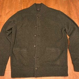 J. Crew cardigan bomber sweater green medium 100% lambswool